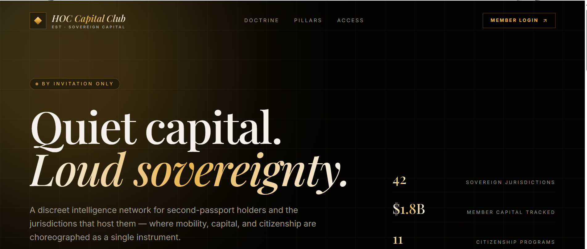 DigiTrack HOC Capital Club landing interface.
